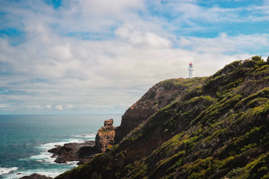 Cape Schanck Mornington Peninsula - Lighthouse on cliff looking over the ocean