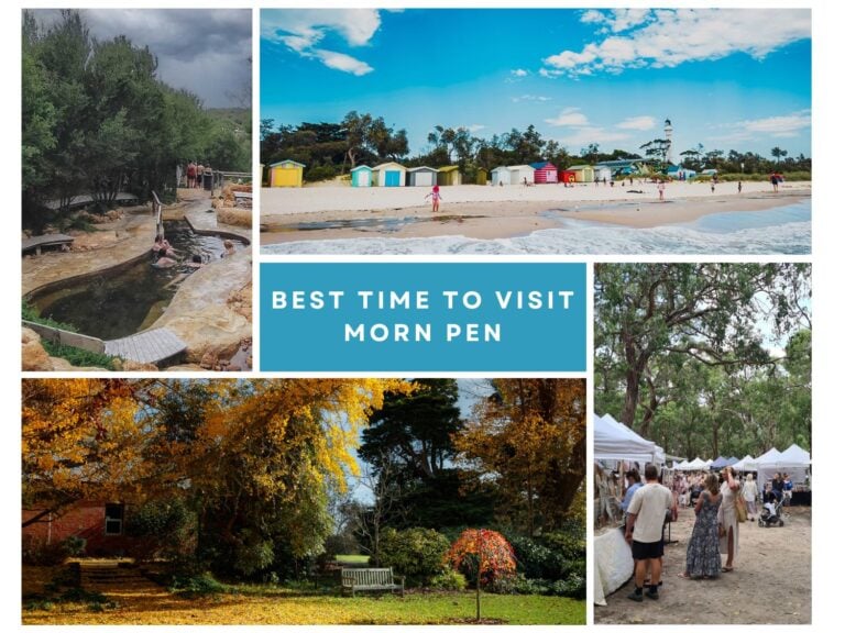 Collage of photos showing different images from all the seasons showing the best time to visit Mornington Peninsula